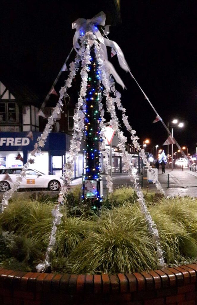 Cleveleys decorations twinkling at night