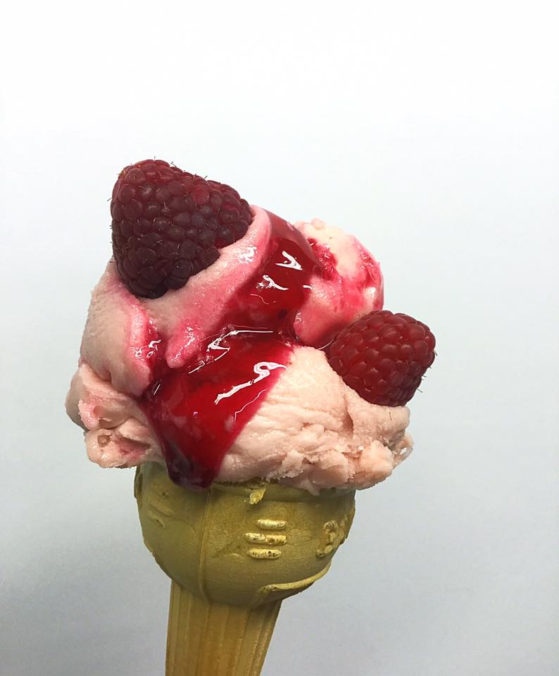 Vegan raspberry ripple ice cream from the New Penny of Poulton