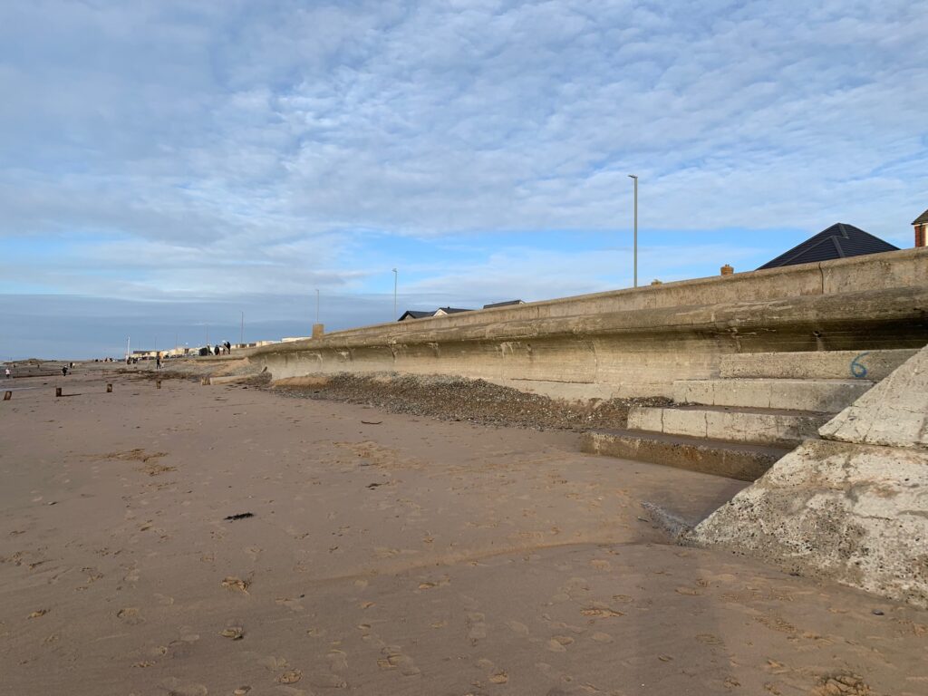 Beach erosion at Rossall Promenade, 1 Feb 2021