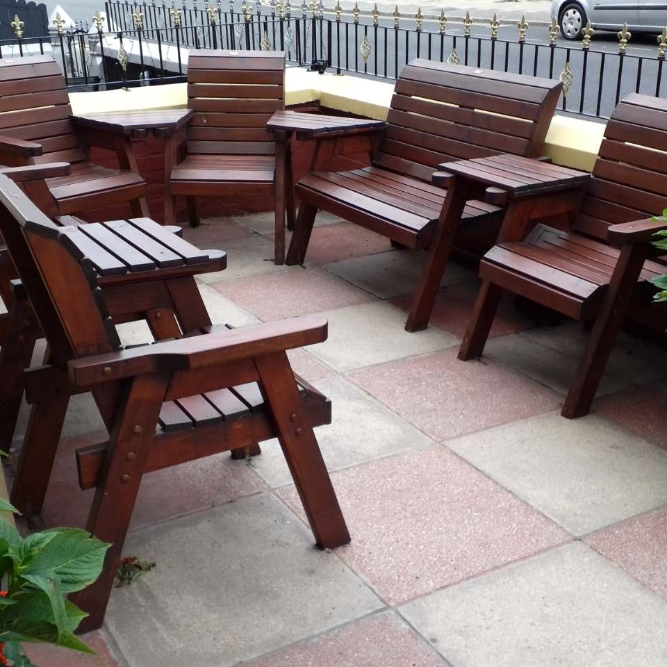 Outdoor seating area for guests