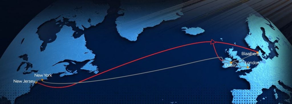 Route of transatlantic 5G Fibre optic cable to Blackpool