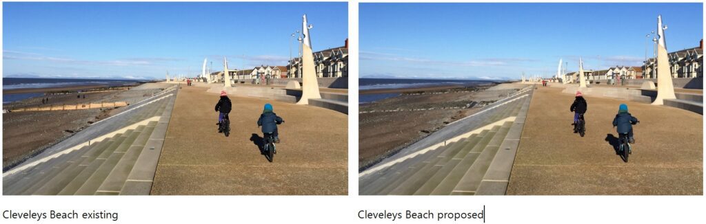 Groynes and crossover ramps at Cleveleys beach