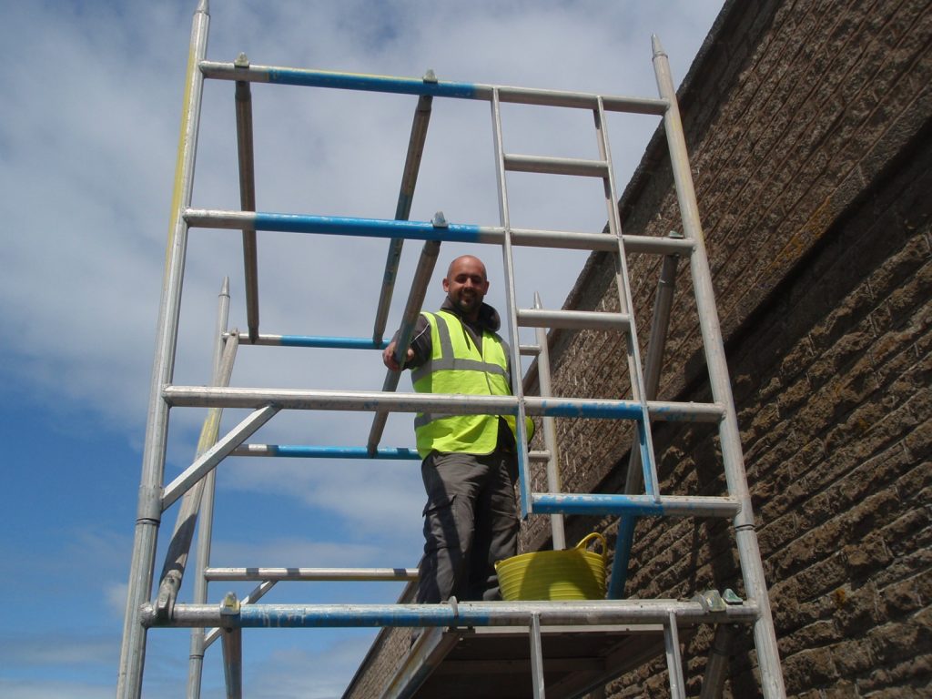Pointing the wall at Anchorsholme Park in 2011