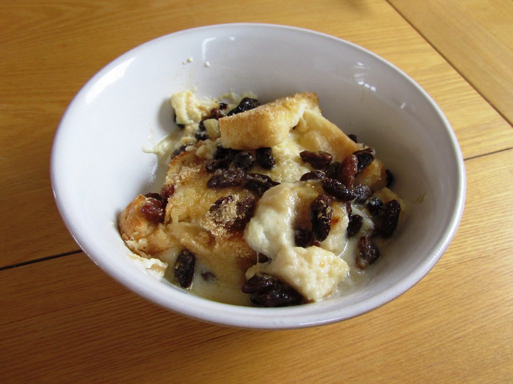 Bread and Butter Pudding ready to eat - yum yum. I like mine runny underneath. How do you like yours?