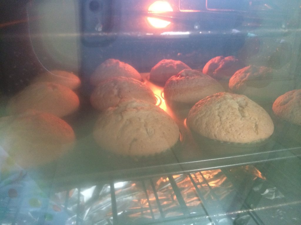 Cakes cooking in the oven