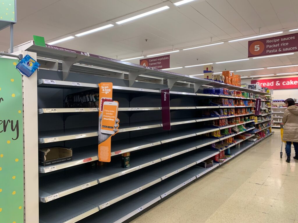 Empty supermarket shelves - 16 March 2020 entry in the coronavirus diaries