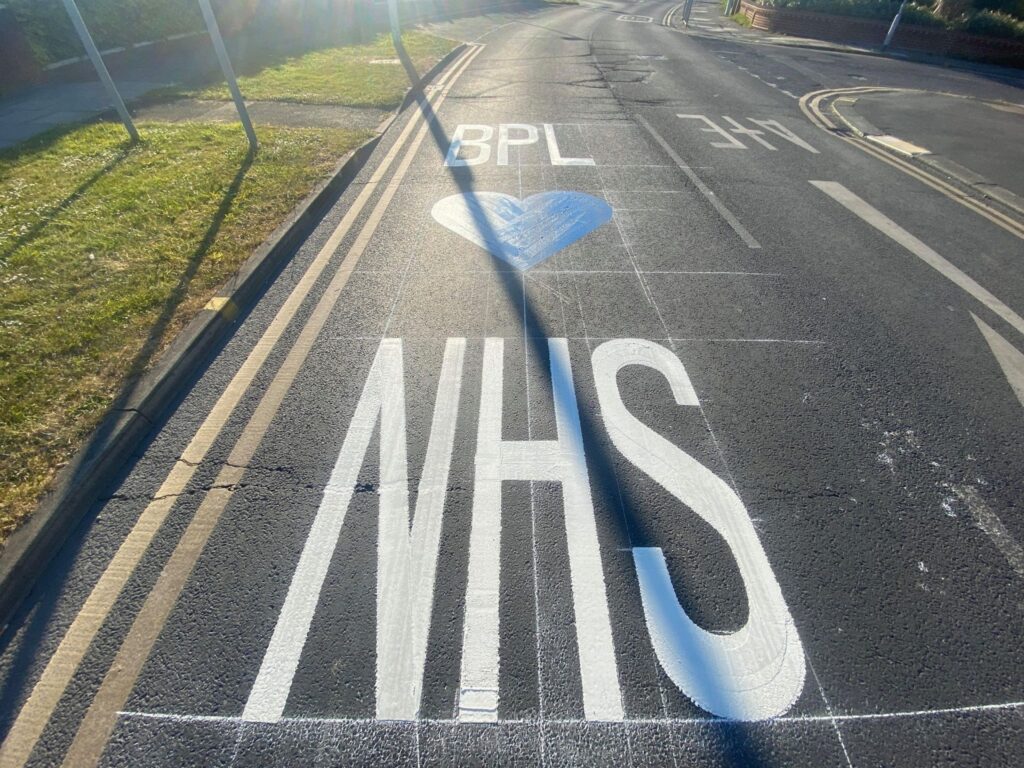 Love BPL NHS line painting at Victoria Hospital
