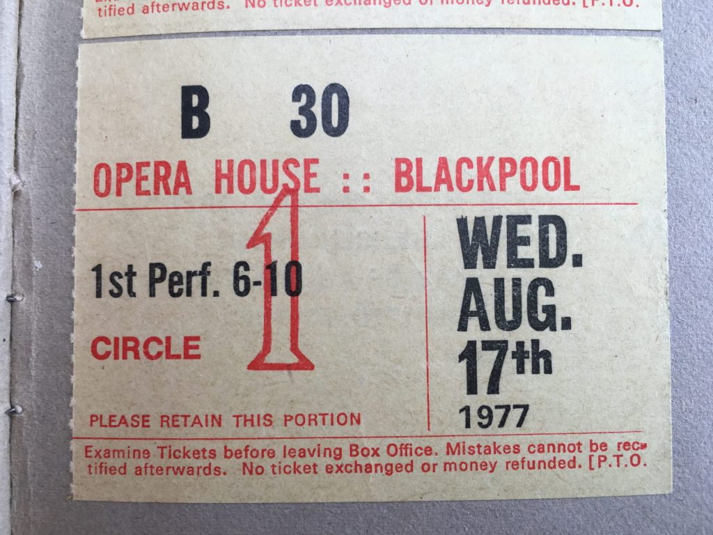1977 tickets for Blackpool Opera House