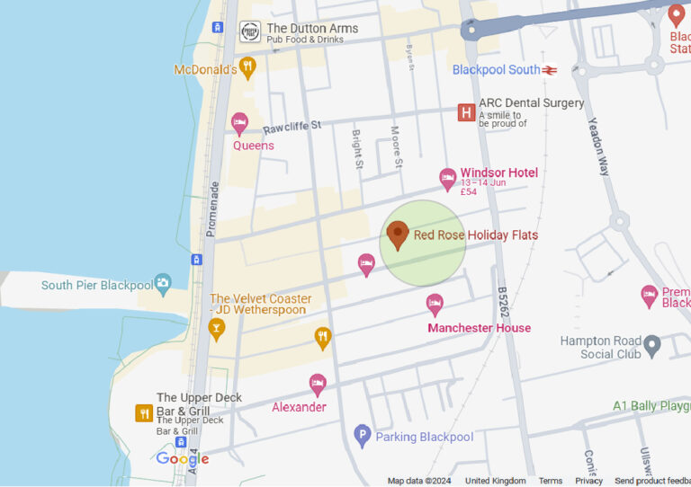 Google map of Red Rose Holiday Flats Blackpool