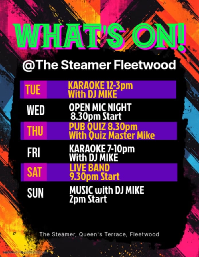Enjoy an afternoon of Music with DJ Mike at The Steamer Fleetwood