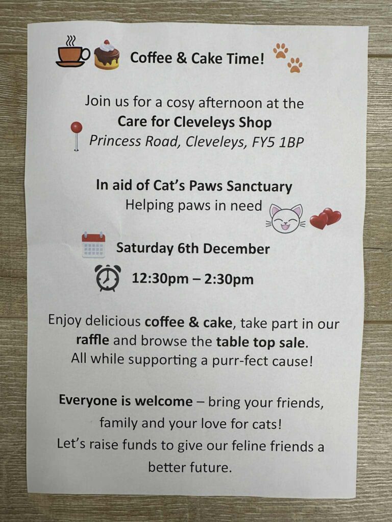 Coffee and Cake with Cats Paws